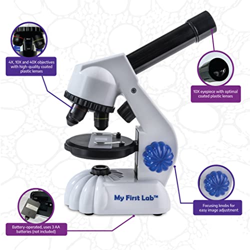 My First Lab’s MFL-20 Mini Microscope for Kids 5-7 - Entry Level STEM Microscope Kit with Child’s Microscope, Microscope Slides, Guide and More