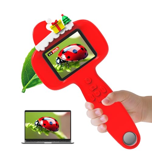 BLACKROOT Microscope for Kids, 2.4" Handheld Digital Pocket Microscope - color: Red