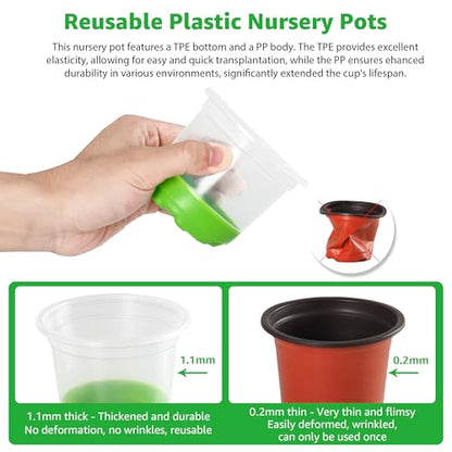 MIXC Clear Nursery Pots with Silicone Base, 4-Inch, 60-Pack - color: Green, size: 4 Inch-60Pcs