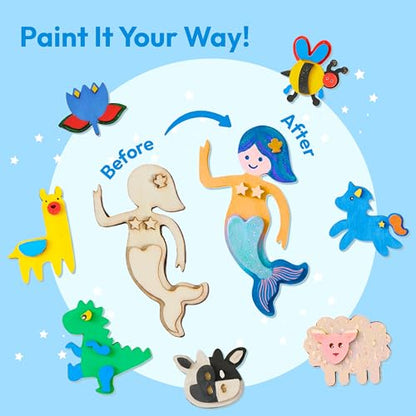 JOYIN 12 Wooden Magnet Creativity Arts & Crafts Painting Kit for Kids, Decorate Your Own Painting Gift for Easter Basket Stuffers, Birthday Parties and Family Crafts, Party Favors for Boys Girls - style: Animal