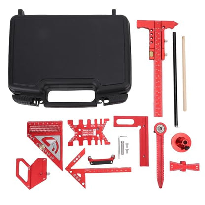 Woodworking Measurement Tool Kit with Storage Box, Project Layout Tools Set, Woodworking Measuring Marking Ruler Accurate Fast for Wooden Board Splicing Auxiliary