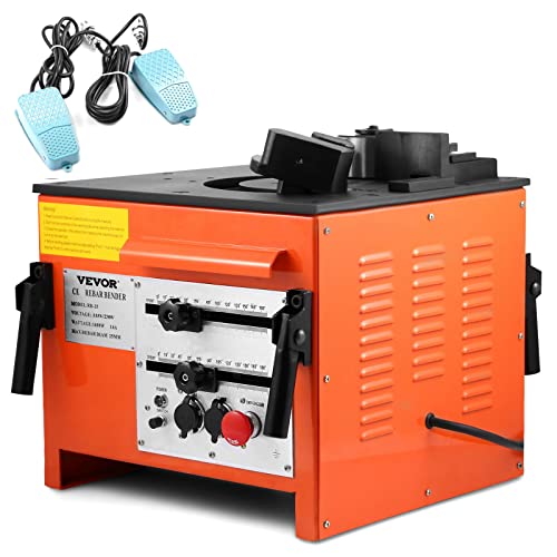 Happybuy Electric Hydraulic Rebar Bender,1700W Desktop Electric Rebar Bender,Bending up to 1 Inch #8 6-25mm Rebar Bending Angle 0-180 Degrees,with Foot Pedal for Bending Steel Rope(1700W RB-25) - size: 1700W Desktop Rebar Bender
