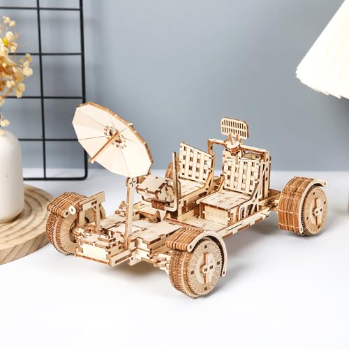 3D Wooden Puzzle for Adults, Lunar Rover Wooden Model Building Set, Self Assembly Mechanical Lunar Roving Vehicle Construction Craft Set, DIY Lunar Terrain Vehicle Wood Model Gift, 388 PCS - style: Lunar Rover
