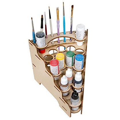 The Broken Token Modular Paint Rack w/ 26mm Holes - 45° Wedge - Multiple Organizer for Paint Bottles, Pots, and Brushes in Tiered Layout - Customize Your Pieces with Easy Organization & Access - style: 45° Wedge 26mm holes