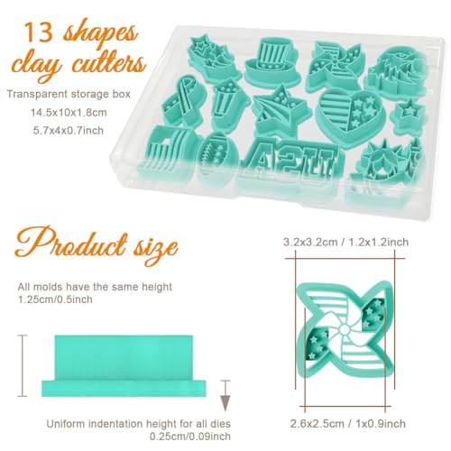 ORIGACH 13 Pcs America Element Polymer Clay Cutters Set - style: 4th of July