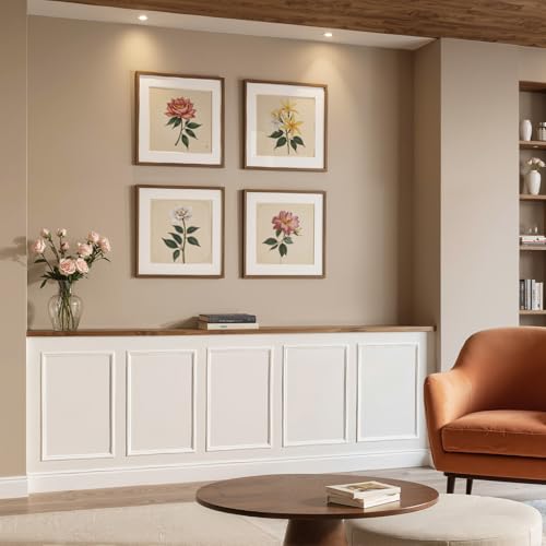 Upick Peel and Stick Wainscoting Pre-Cut Wall Molding Kit, 16"x24", 3-Frame - size: 16"W x 24"H