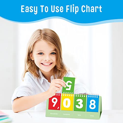 SpriteGru Freestanding Place Value Flip Chart, Double Side with Whole Numbers, Educational Math Learning Tool to Count Place Value to The Thousands