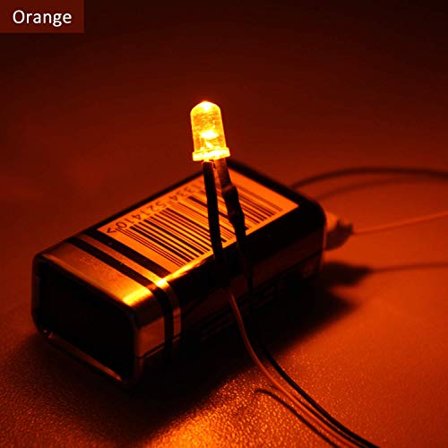 DiCUNO 100Pcs 5MM Pre Wired 12V Orange Light LED Diodes, with 9.4 Inch Lead - color: Orange