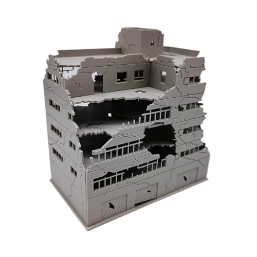 SiyphuNing N Scale 1/144 Large Size Wide 5.2inch Ruined Damaged Building After War Assembling Model Outland Scene for DIY Sand Table Garden Micro Landscape Ornaments Supply Player Spray