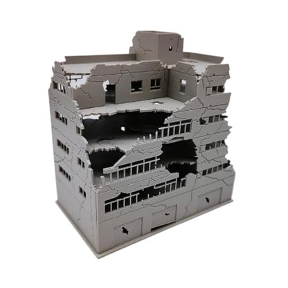 SiyphuNing N Scale 1/144 Large Size Wide 5.2inch Ruined Damaged Building After War Assembling Model Outland Scene for DIY Sand Table Garden Micro Landscape Ornaments Supply Player Spray