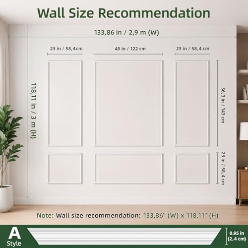 Pre-Cut Wall Molding Kit, 6 Pcs Wainscoting Panels - color: A