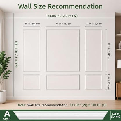 Pre-Cut Wall Molding Kit, 6 Pcs Wainscoting Panels - color: A