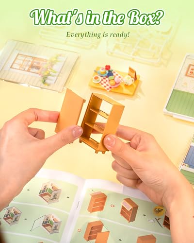 ROBOTIME Super Creator Kits, Miniature House Kit, DIY Plastic House Building Toy Set, Tiny Dining Making Kit Model Craft Hobby Unique Gift (Floral Dining Room) - color: Floral Dining Room