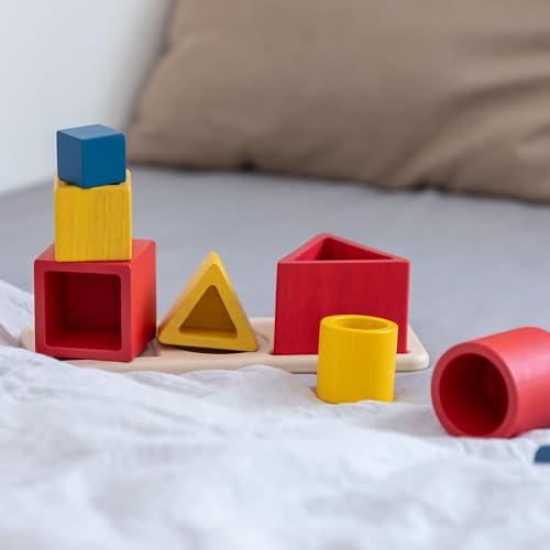 PlanToys® Nesting Puzzle Wooden Toy Set for Kids Ages 3+ Montessori Gift - color: Nesting Puzzle