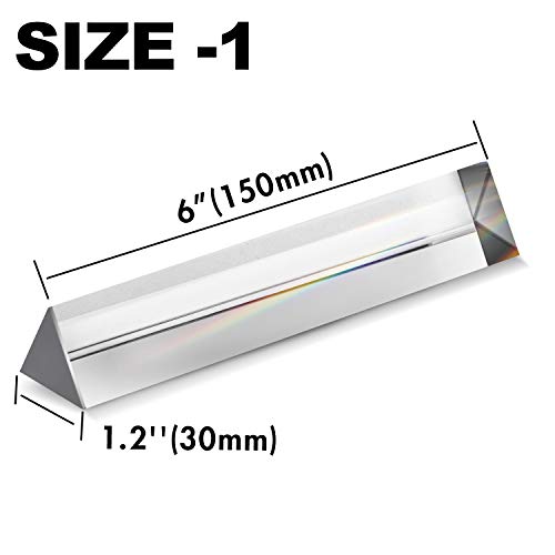 2 Pack 6-inch Crystal Optical Glass Triangular Prism