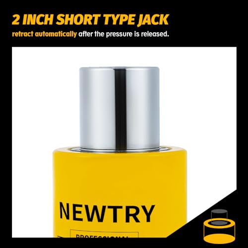 NEWTRY 50T Short Hydraulic Ram Jack, 2" Stroke Porta Power Ram Auto Retract - size: 50T