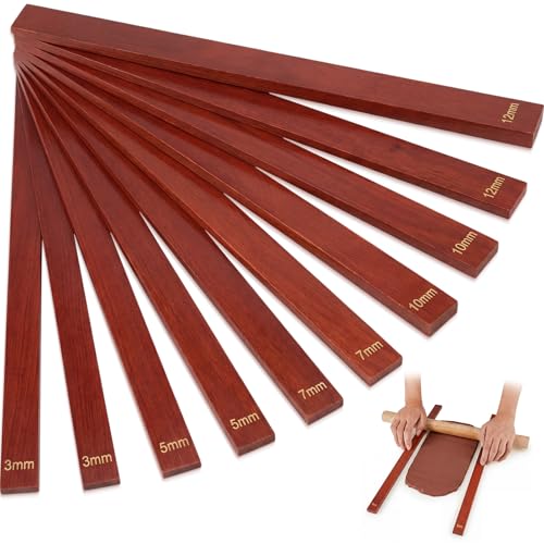 Sasylvia 10 Pcs Clay Pottery Rolling Pin Guides,5 Size,Reddish Brown - color: Reddish Brown, size: 5 Size Standard