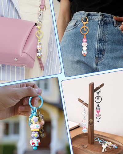 RQAYE 15Pcs Beadable Keychains Bulk Kit Cute Beadable Keychains Bar for Beads DIY Keychain Making Supplies for Women Man Crafts, Jewelry, bag Charms, Custom Projects Gift (Silver) - color: Silver