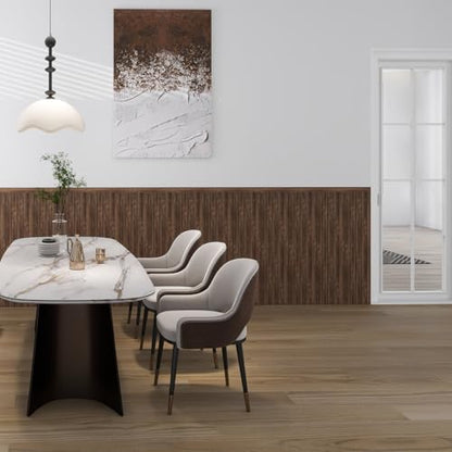 Wall Wainscoting Panel Kit,8-Pack 38.6"x9.8"(98x25cm) Slat Panels with 2-Pack Molding Trims,Beadboard Board and Batten Panels,DIY Wall Panel Kit - Cover 21.6 Sq.Ft (Walnut) - color: Walnut