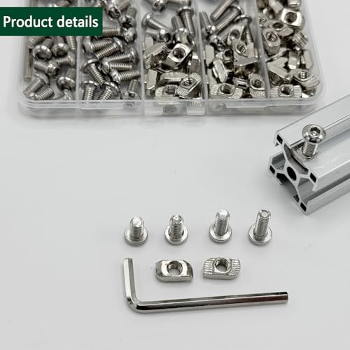 120 pcs M6 T Nut Screws Kit for 3030 3060 Aluminum Extrusion, 60 pcs Silver M6x10/12/14/16mm Hexagon Socket Screws and 60 pcs M5 Drop in T-Nuts with 1 pcs M6 Hex Wrench - style: 120pcs 30 Series Screws Kit Silver