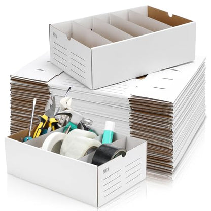 Teenyyou 30 Set Cardboard Parts Bin with Dividers, White, 12 x 8 x 4 Inches - color: White, size: 12 x 8 x 4 Inches