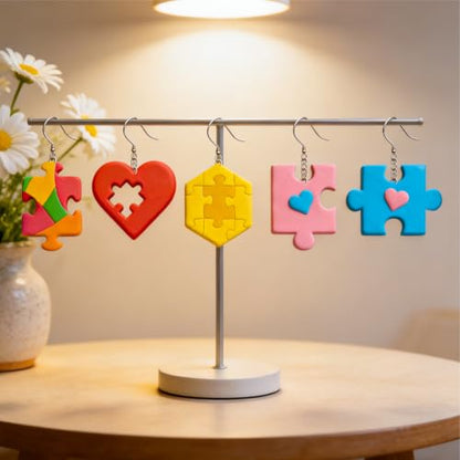 13Pcs Puzzle Piece Polymer Clay Cutters Heart Polymer Cutter for Clay Earrings Making Festival Jewelry DIY - color: Jigsaw Puzzle