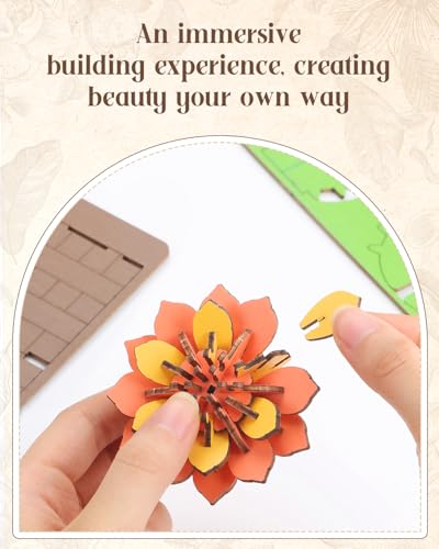 3D Puzzles for Adults, Cactus DIY Wooden Flowers Building Kit - style: Cactus