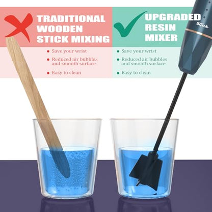Upgraded Resin Mixer, Handheld Rechargeable Mixer with Minimizing Bubbles,Epoxy Resin Mixer for Resin, Silicone Mixing, Resin Molds, DIY Crafts (Included 4 pcs Paddles) (Blue) - color: Blue