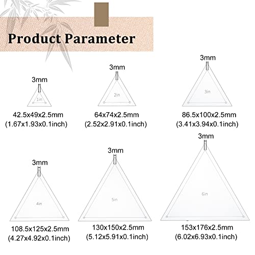 BENECREAT 6Pcs Free Motion Triangle Quilting Template Set, Acrylic Transparent Quilting Rulers for Machines Quilting DIY Designs On Shirts - color: Triangle Set - 6 Sizes