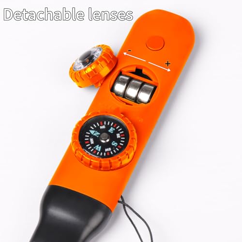 Multifunctional Survival Emergency Whistle for Kids with Compass Hiking Survival, Thermometer & Neck Lanyard | Emergency Safety Gear for Hiking, Camping, Kayaking, Boating, Climbing - color: orange red2pcs