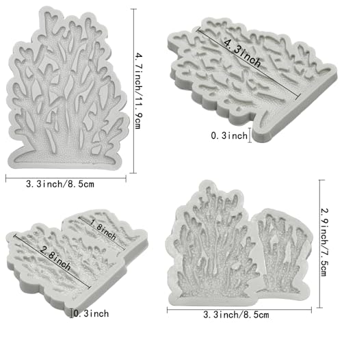 5 PCS Marine Theme Fondant Silicone Mold Seaweed Sea Fish Coral Sea Turtle Shape DIY Handmade Baking Tools, For Theme Cake Cookie Chocolate Candy Decoration Fondant Polymer Clay - style: Seaweed styles