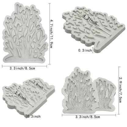 5 PCS Marine Theme Fondant Silicone Mold Seaweed Sea Fish Coral Sea Turtle Shape DIY Handmade Baking Tools, For Theme Cake Cookie Chocolate Candy Decoration Fondant Polymer Clay - style: Seaweed styles