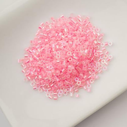 John Bead 25g Cylin Beads Rose Glow in Dark AB 11/0 Glass Cylindrical Seed Beads for Jewelry Bracelets Necklaces Earrings Making Embroidery - color: Rose Glow in Dark AB