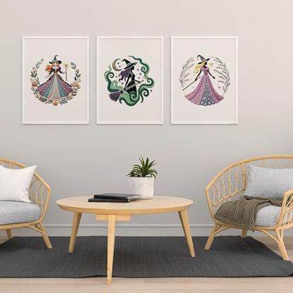 Embroidery Kit for Adults, Pre-Stamped Pattern Embroidery Kit for Beginners, Hand Needlepoint Starter Kit with Hoop Thread Needle Instruction, 7.9'' Hoop (Witch 3 Packs) - style: Witch 3 Packs