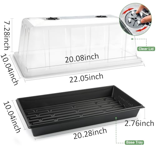 1020 Seed Starting Trays with Tall 7.3" Humidity Dome, No Hole, 5-Pack - size: 5p 1020Trays+7.3''Domes