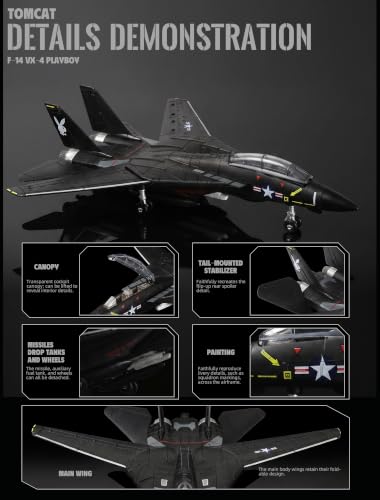 SEBUNAS 1:72 Scale F-14 Tomcat Fighter Jet Quick Build Model Kit (Black) - color: 2.F14 Black