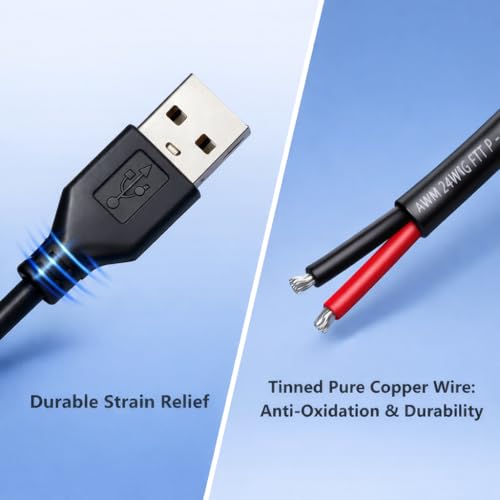 USB Pigtail Cable, Black, 2-Pack, 1.64ft - color: Black 1.64FT USB 2.0 Male