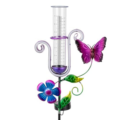 Stargarden Rain Gauge Outdoor, Solar Powered Rain Gauge - color: Butterfly