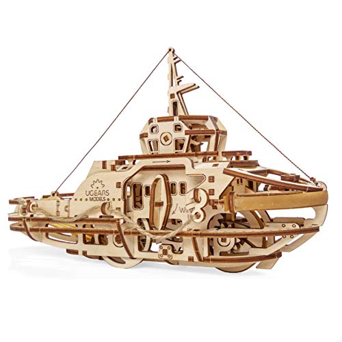 Tugboat Ugears 3D Mechanical Wooden Model for Self Assembling, DIY, Brainteaser