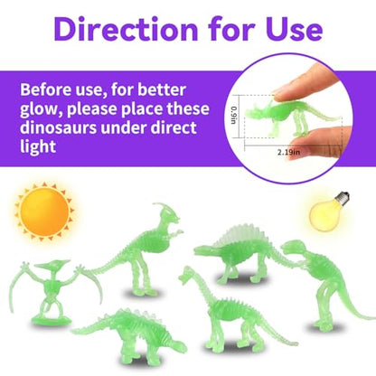 UPINS 36Pcs Glow in Dark Mini Dinosaur Figures,Small Luminous Dinosaur Toy - style: Style-C