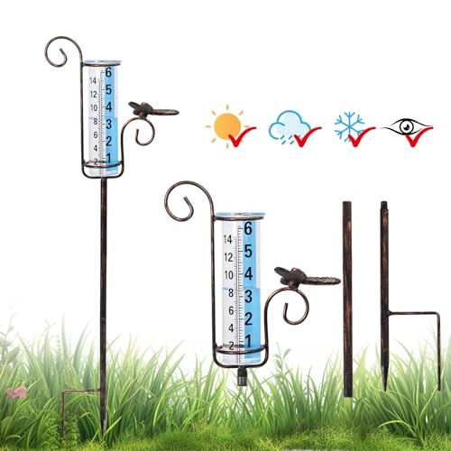 Rain Gauge Outdoor, Dragonfly Rain Gauge for Lawn, Yard and Garden - color: Dragonfly