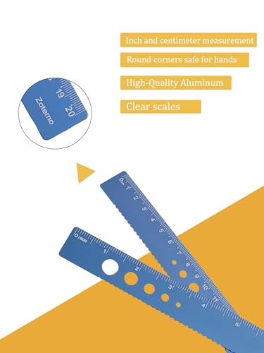 Metal Geometry Set, 5-Piece Aluminum Ruler, Math Drafting Ruler Kit Includes Protractor, Triangle Rulers, Straight Rulers-Math Measurement Tools for School and Office Supplies (Blue) - color: Blue