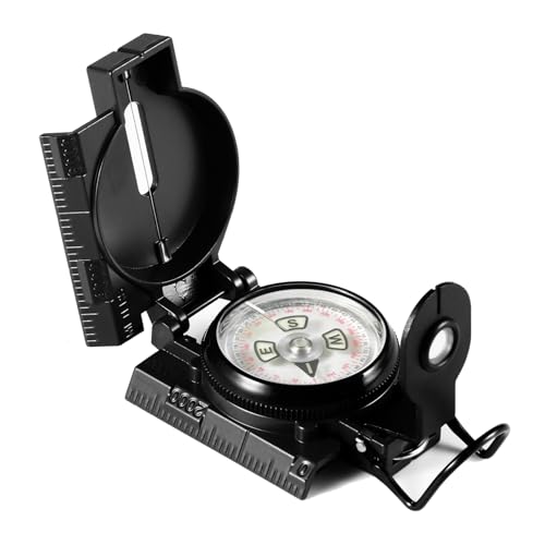 Eyeskey Multifunctional Military Sighting Navigation Compass Impact Resistant & Waterproof Compass for Hiking, Camping - color: EK-22JG-Black