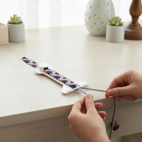 YcaeyLnaR Weaving DIY Craft Handheld Braiding Board - Portable Loom for Friendship Bracelet Making, Easy to Use Weaving Tool, 12-Peg Design for Up to 11-Strand Bracelets