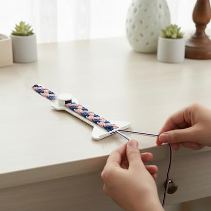 YcaeyLnaR Weaving DIY Craft Handheld Braiding Board - Portable Loom for Friendship Bracelet Making, Easy to Use Weaving Tool, 12-Peg Design for Up to 11-Strand Bracelets