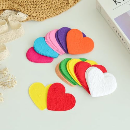Handmade Thick Mulberry Paper Heart Embellishments 50 PCS, 2.75 x 3 Inch Colorful Hearts for Scrapbooking, Card Making, Junk Journal, Wedding, Valentine’s Day DIY Crafts - color: Heart Mixed Colors