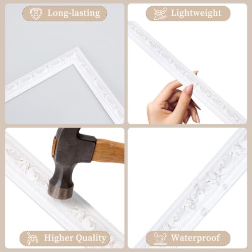 JBER Peel and Stick Wall Molding Kit, 6 Pre-Cut Wainscoting Panels, White - color: White-3 Pack-Bird, size: 78 x 24 in+78 x 48 in