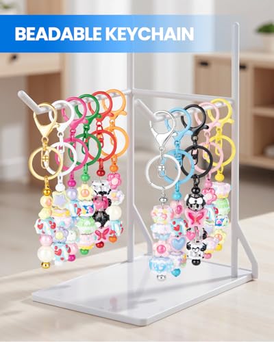 RQAYE 15Pcs Beadable Keychains Bulk Kit Cute Beadable Keychains Bar for Beads DIY Keychain Making Supplies for Women Man Crafts, Jewelry, bag Charms, Custom Projects Gift (Gold) - color: Gold