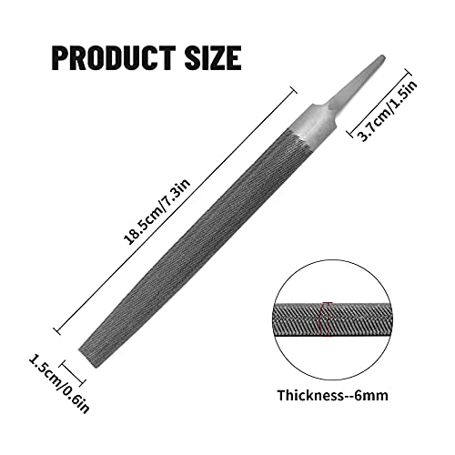 6-inch Half Round Medium Cut File, Double Cut Teeth, High Carbon Steel, Single Hand File Without Handle, Suitable for Shaping Metal, Wood, etc. - color: Half Round File, size: 6 Inch