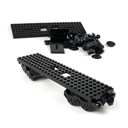 MOC City Creative Building Set – Train Base Wheels, Low-Loader Truck & Railway Tracks DIY Kit (Compatible with Technical Parts 92339, 92088, 4025) (1PCS Train Base) - style: 1PCS Train Base